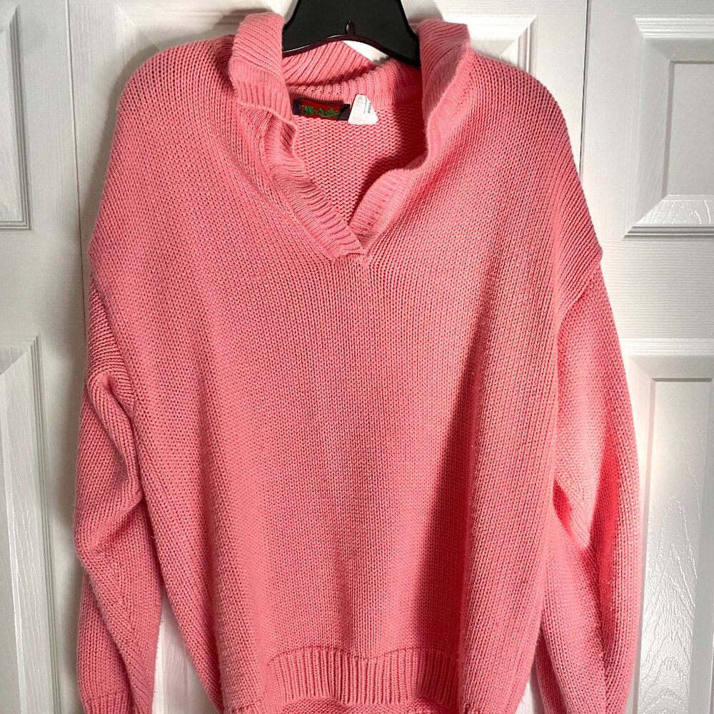 Woman's Pull Over Sweater by Pasta M Medium Pink / Coral (80's Vintage)